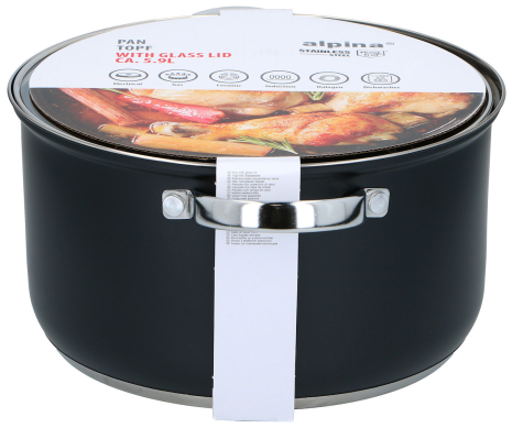 Alpina Kookpan met deksel 24cm 6.1L - inductie