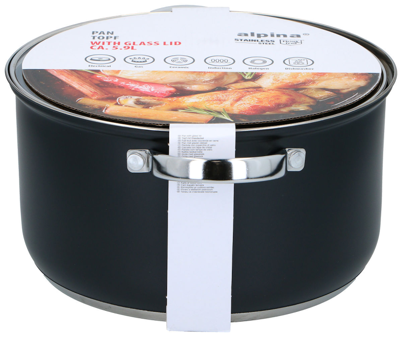 Alpina Kookpan met deksel 24cm 6.1L - inductie