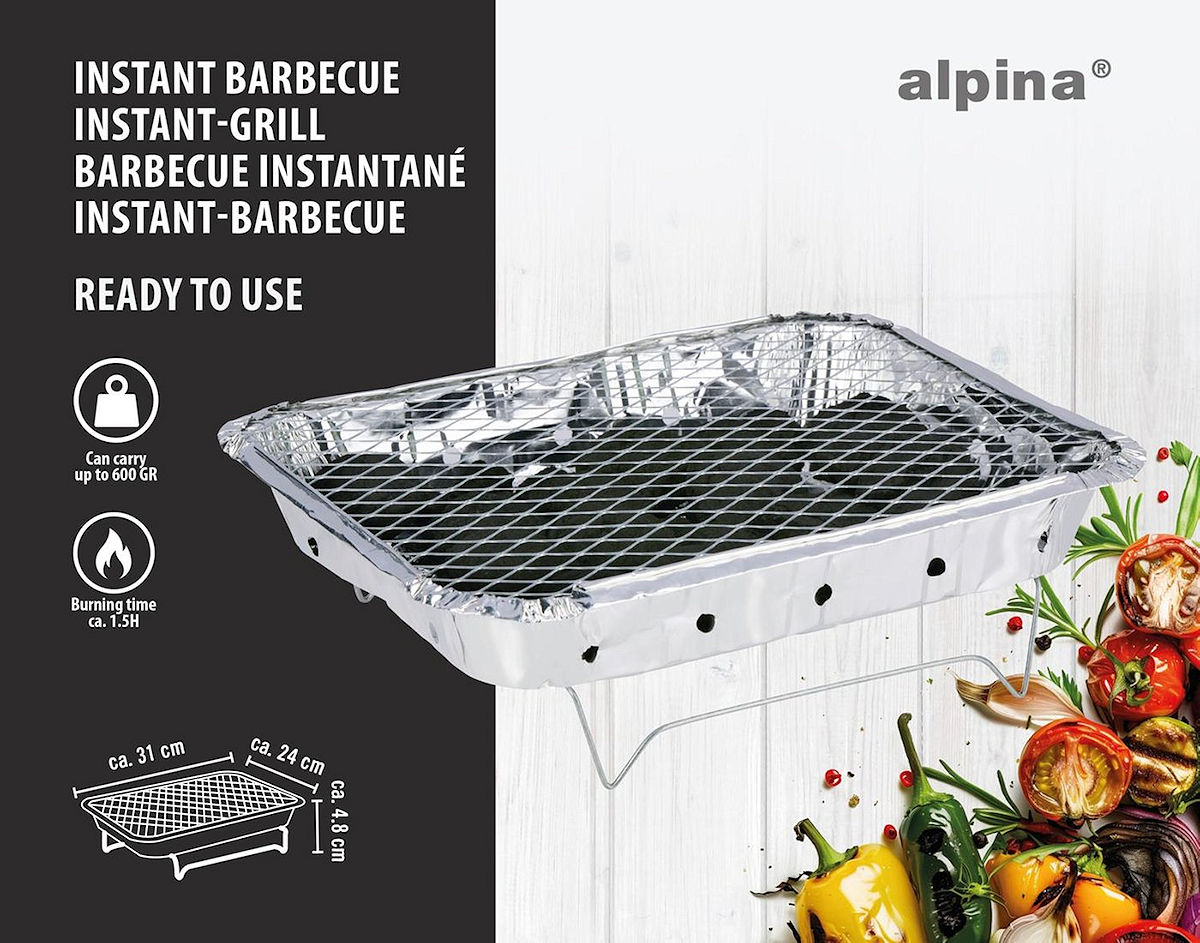 Alpina Instant BBQ Grill 31x24x4,8cm 600gram