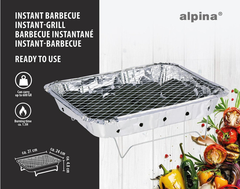 Alpina Instant BBQ Grill 31x24x4,8cm 600gram