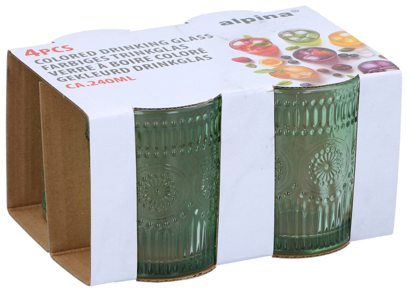 Alpina Drinkglas 240ml 4 stuks - groen