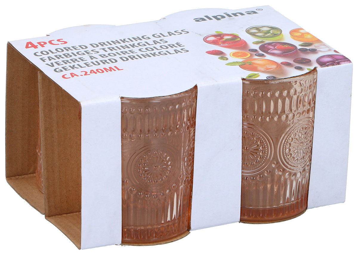 Alpina Drinkglas 240ml 4 stuks - oranje