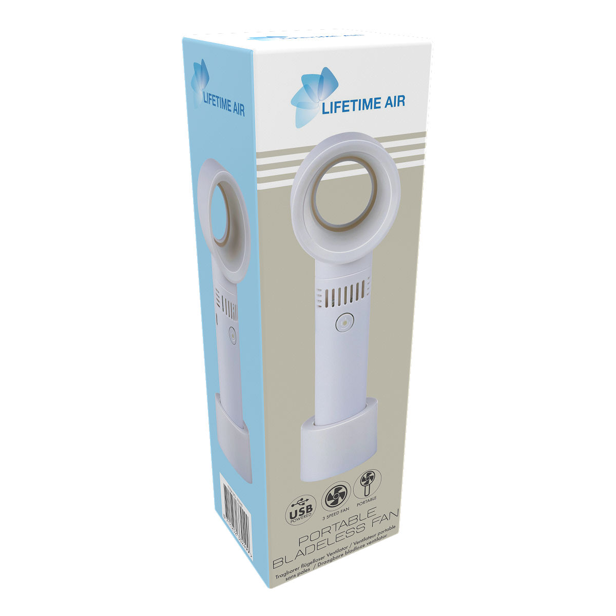 Lifetime draagbare bladloze USB ventilator - wit