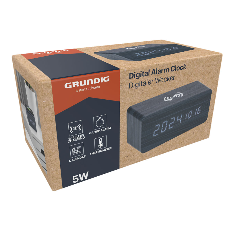 Grundig Digitale Wekker met draadloze oplader 5W assort