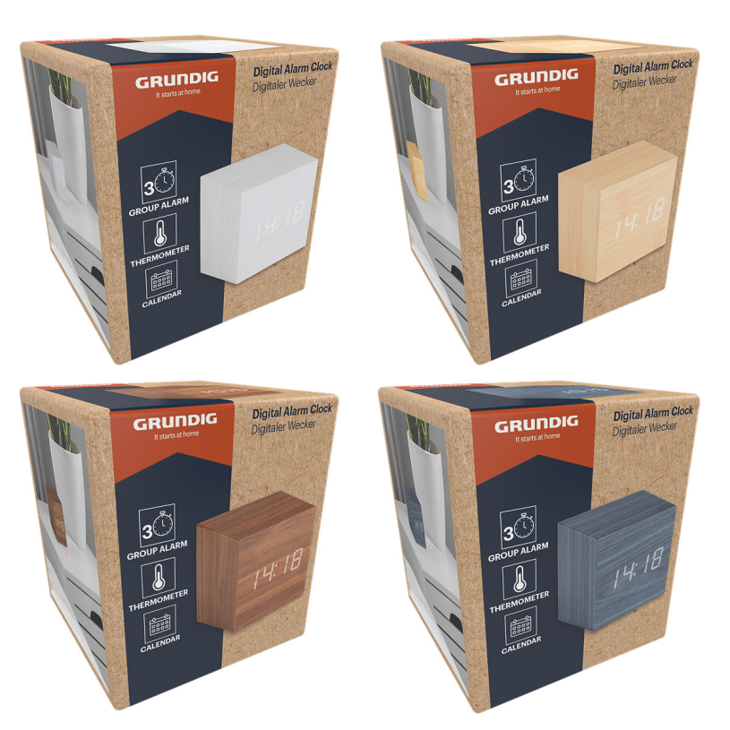 Grundig Digitale Wekker 6,3x6,3x6,3cm assorti