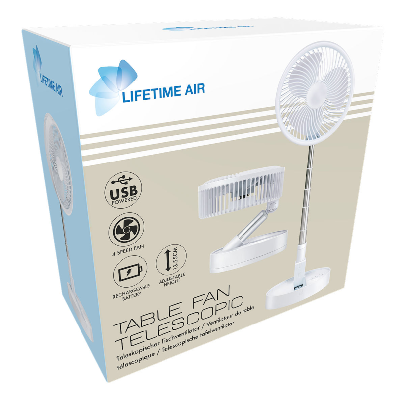 Lifetime Tafelventilator accu 2400mAh telescoop 13-55cm