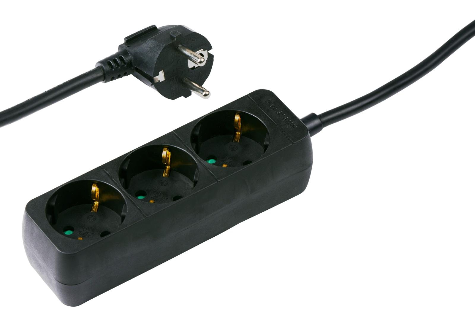 Grundig tafelcontactdoos 3-voud RA 1,5m - zwart