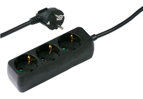 Grundig tafelcontactdoos 3-voud RA 1,5m - zwart