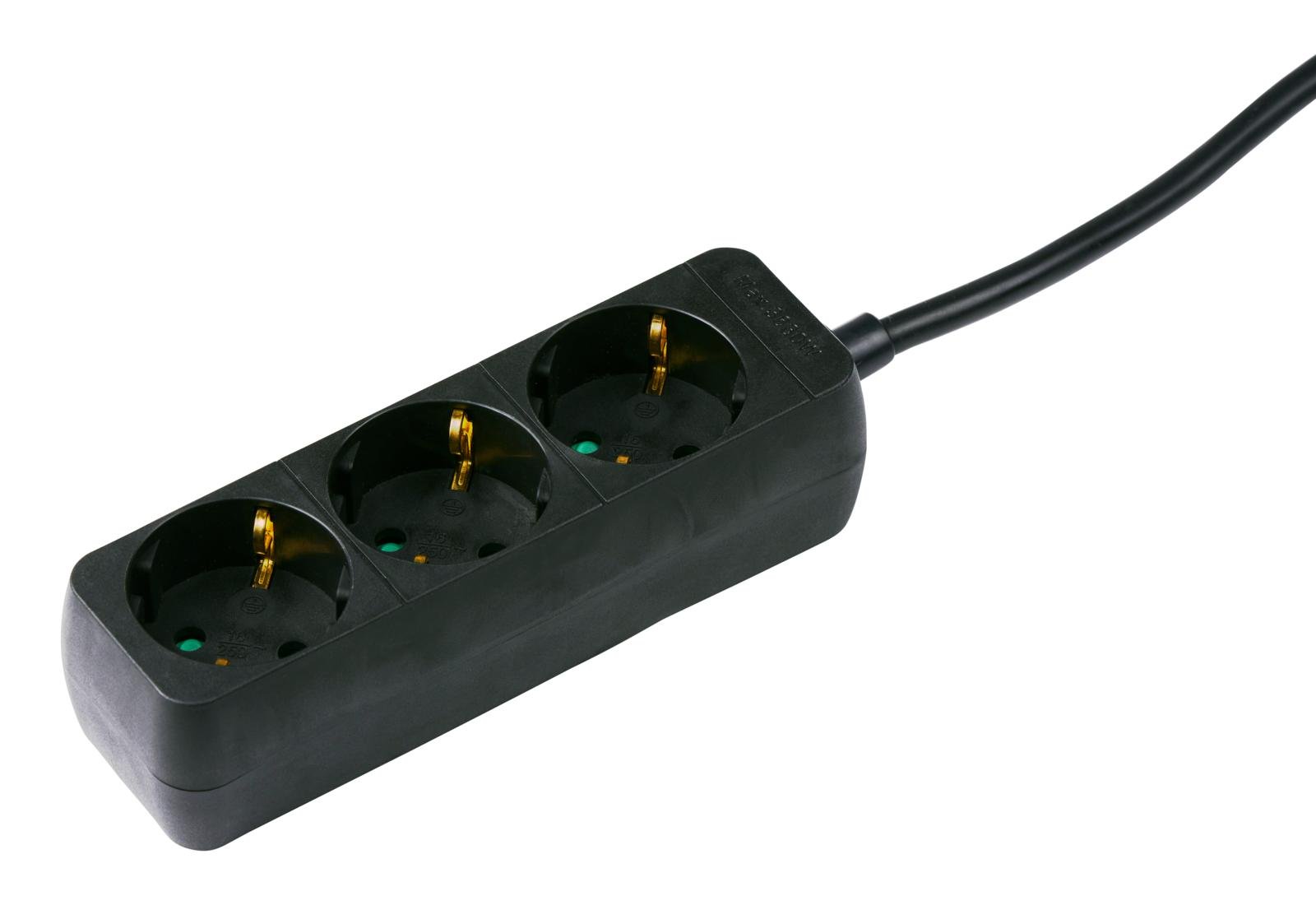 Grundig tafelcontactdoos 3-voud RA 1,5m - zwart