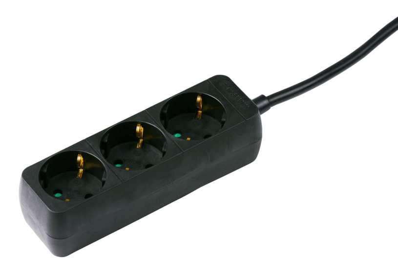 Grundig tafelcontactdoos 3-voud RA 1,5m - zwart