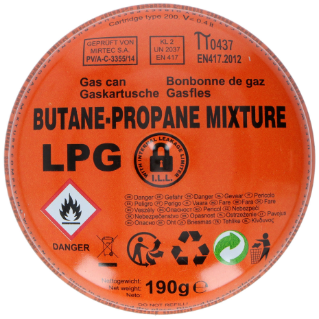 Gas navulling propaan / butaan 190g
