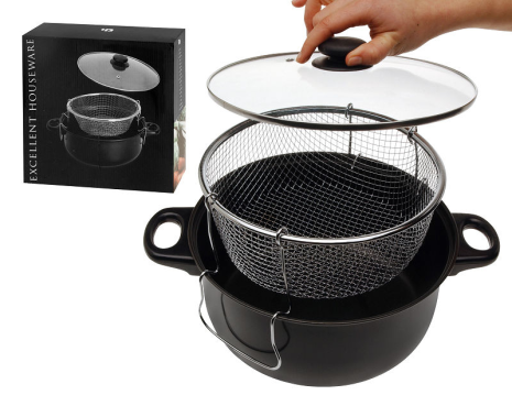 Frituurpan met glazen deksel