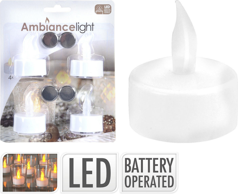 Theelicht Led 4 stuks op kaart