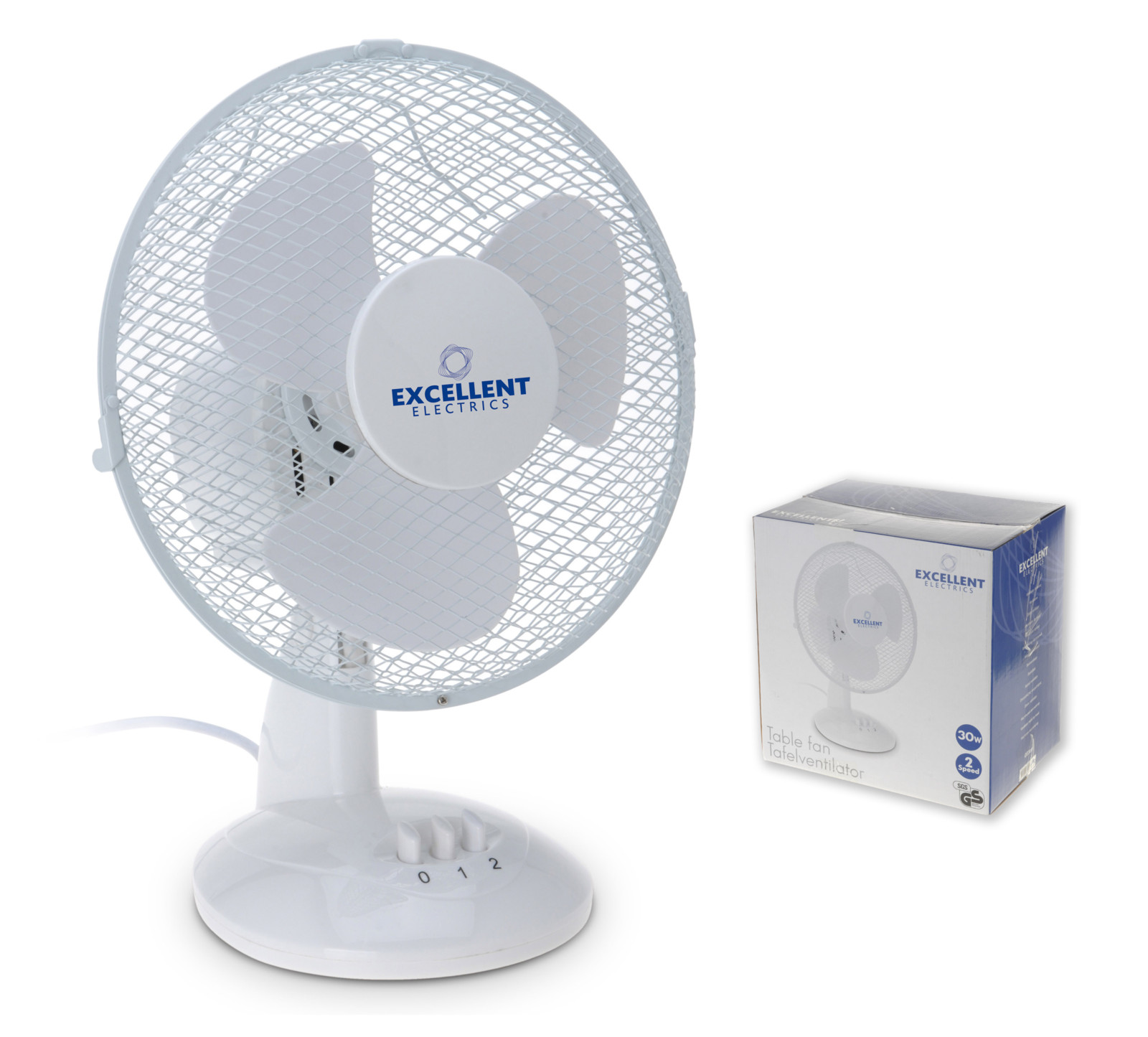 Ventilator tafelmodel wit 23cm 3 snelheden