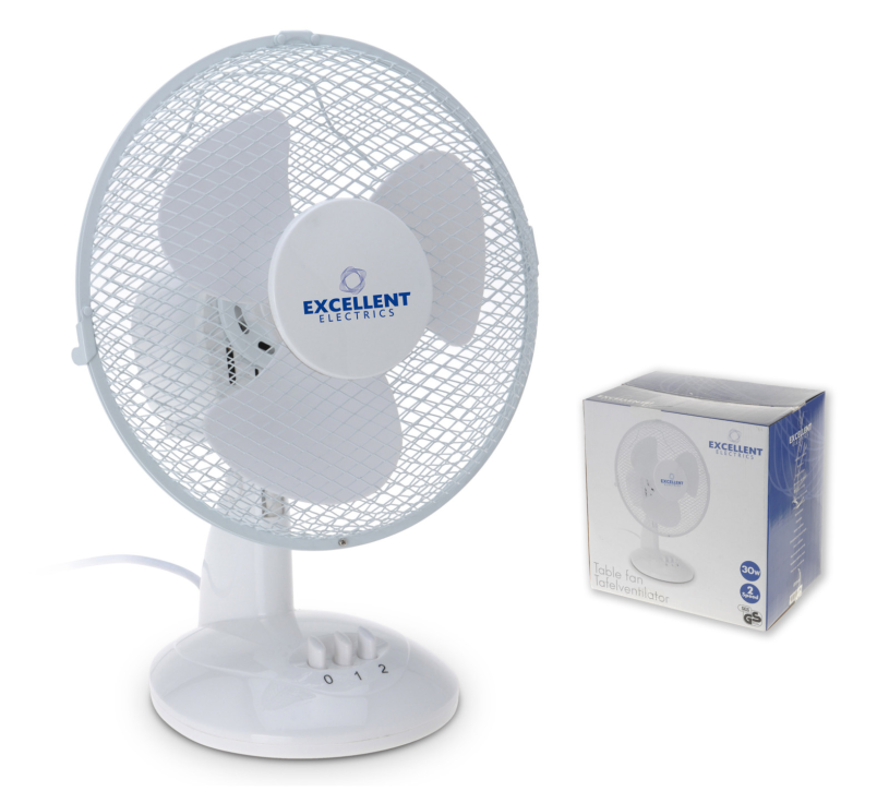 Ventilator tafelmodel wit 23cm 3 snelheden