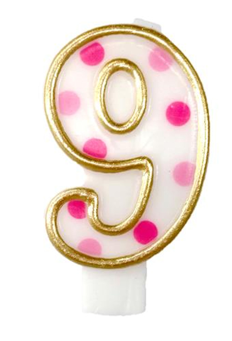 Nummerkaars 9 jaar roze