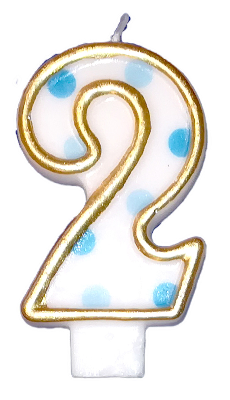 Nummerkaars 2 jaar blauw