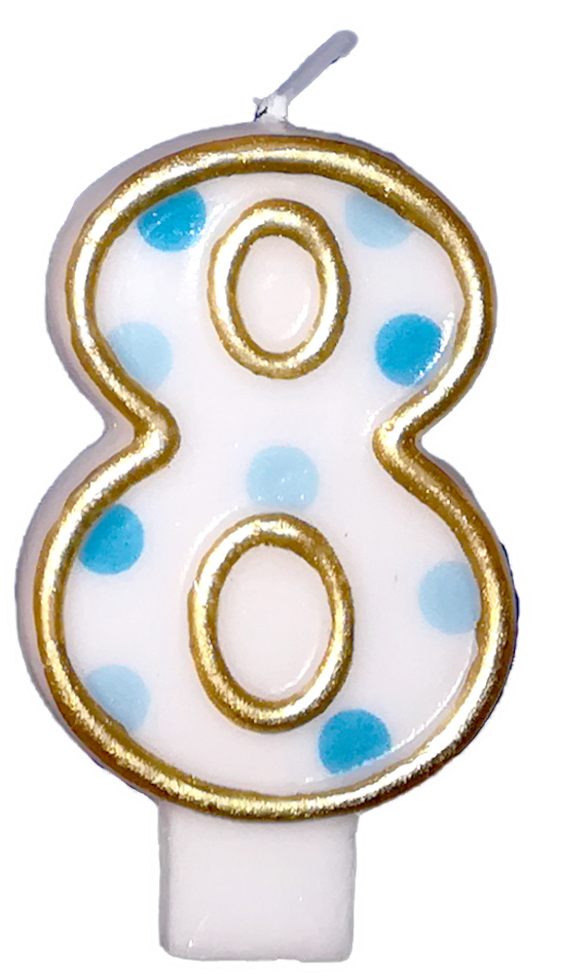 Nummerkaars 8 jaar blauw