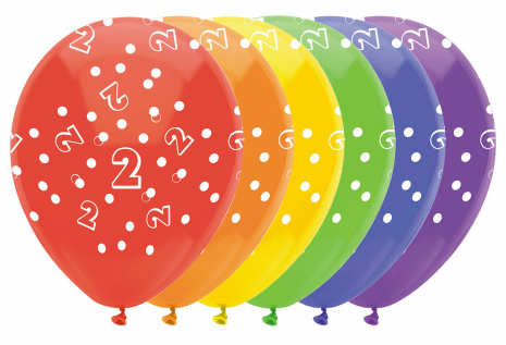 Ballonnen Cijfers 6 stuks - 2 jaar