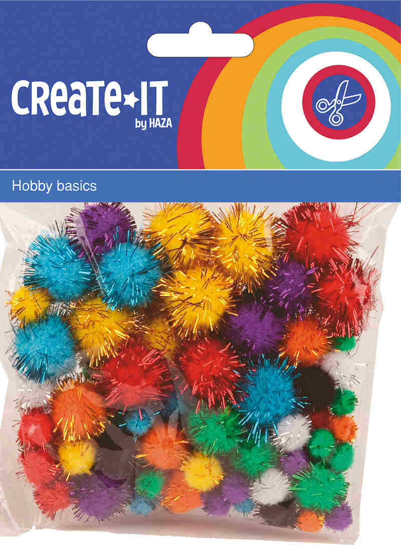 Create-It Pompoms glitter 78 stuks