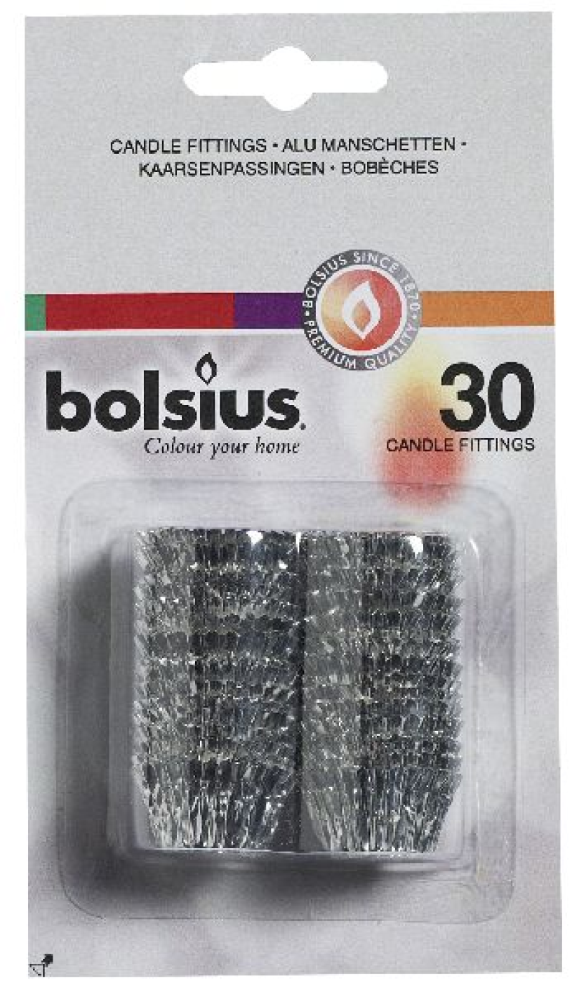 Bolsius kaarsenpassingen blister 30 stuks zilver