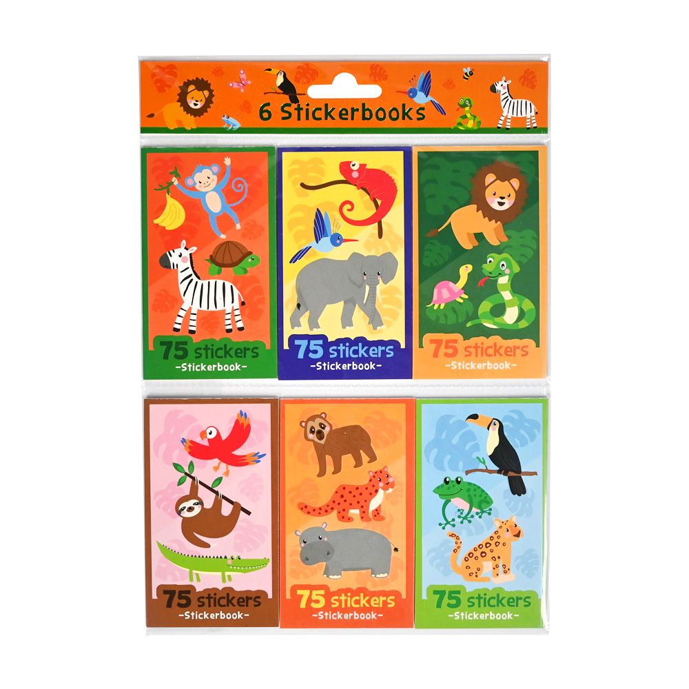 Stickerboekjes set 6 stuks a 75 stickers assorti