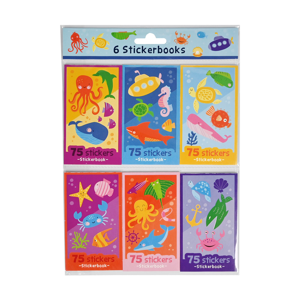 Stickerboekjes set 6 stuks a 75 stickers assorti