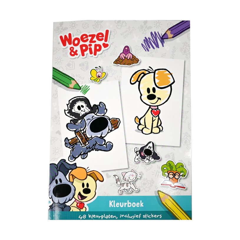 Woezel en Pip Kleur en Stickerboek 48 pagina's