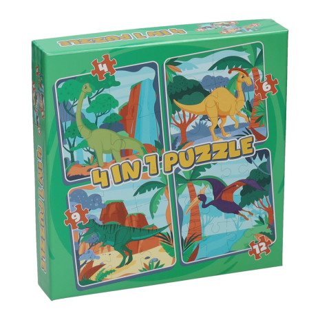 Puzzel 4 in 1 - Dino