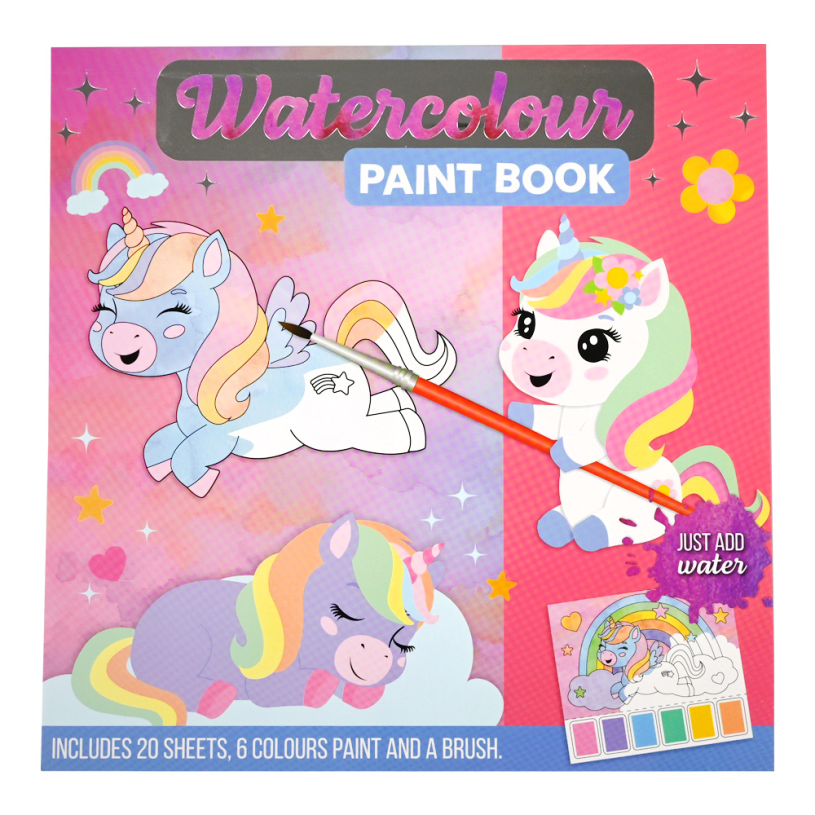 Water kleur en activiteitenblok - Unicorn