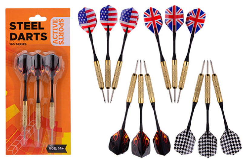 Sports Active 3 darts op kaart, 4 assorti
