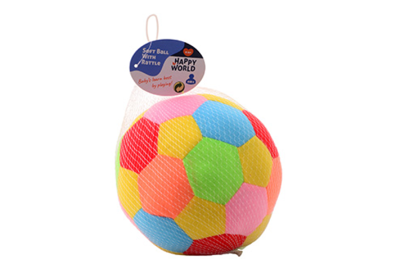 Happy world bal met rammel 18 cm.