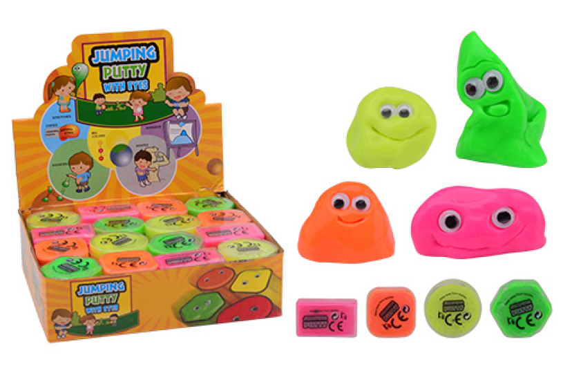Jumping putty met oogjes in display