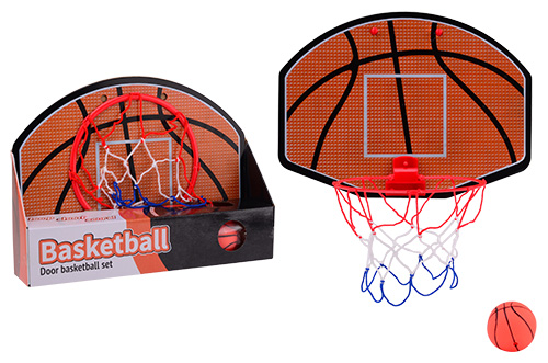 Deur Basketbalspel met basketbal in doos