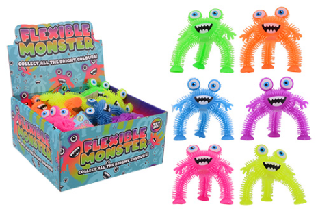 Drie-poot dubbel oog monster in display 6 assorti