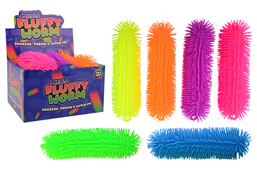 Fluffly worm 33cm in display 6 assorti