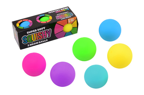 Neon Bal 5cm 3 stuks in doos, 6 assorti