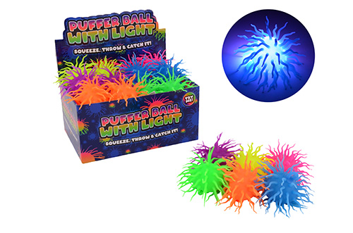 Spike fluffy bal 12cm met licht 6 assorti