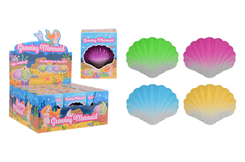 Groeiende zeemeermin in schelp in doos 4 assorti
