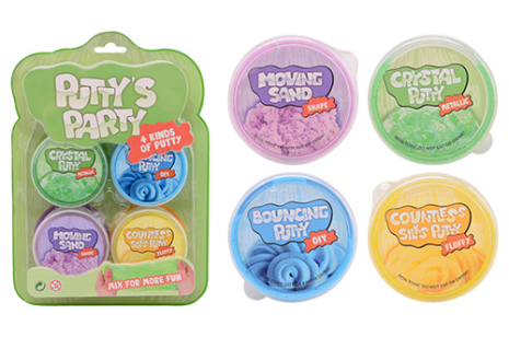 Putty Party, 4 stuks op blisterkaart