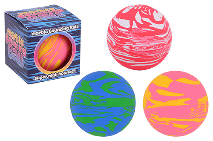 Marmer stuiter bal hol in doos 6cm - 3 assorti