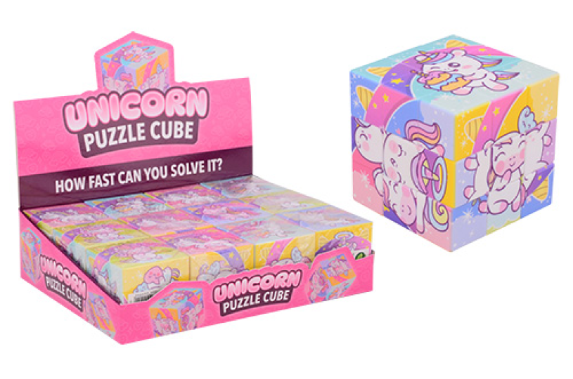 Eenhoorn puzzel kubus in display