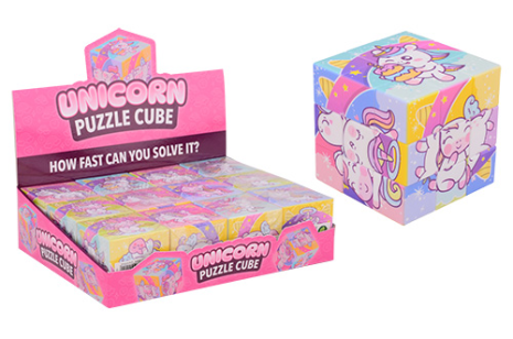 Eenhoorn puzzel kubus in display