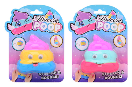 Eenhoorn drol stuiter putty op kaart - 2 assorti