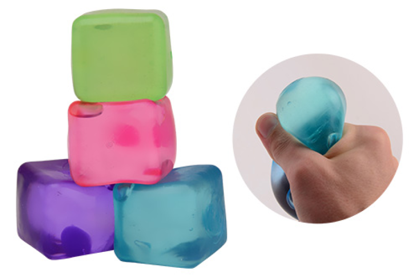 Slow rise antistress kubus in display - 4 assorti