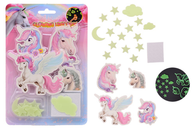 Glow in the dark muur Eenhoorn stickers assorti