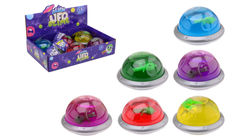 UFO slime met alien in display 6 assorti