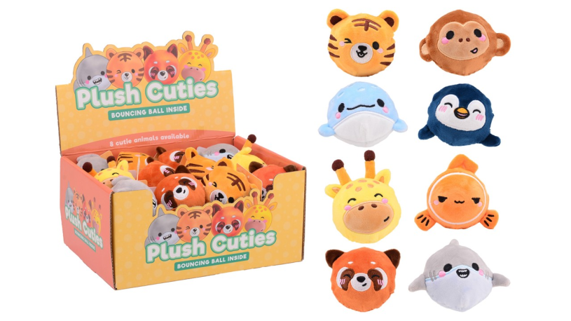 Plush Cuties - PVC stuiterballen in display 8 assorti
