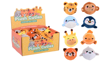 Plush Cuties - PVC stuiterballen in display 8 assorti