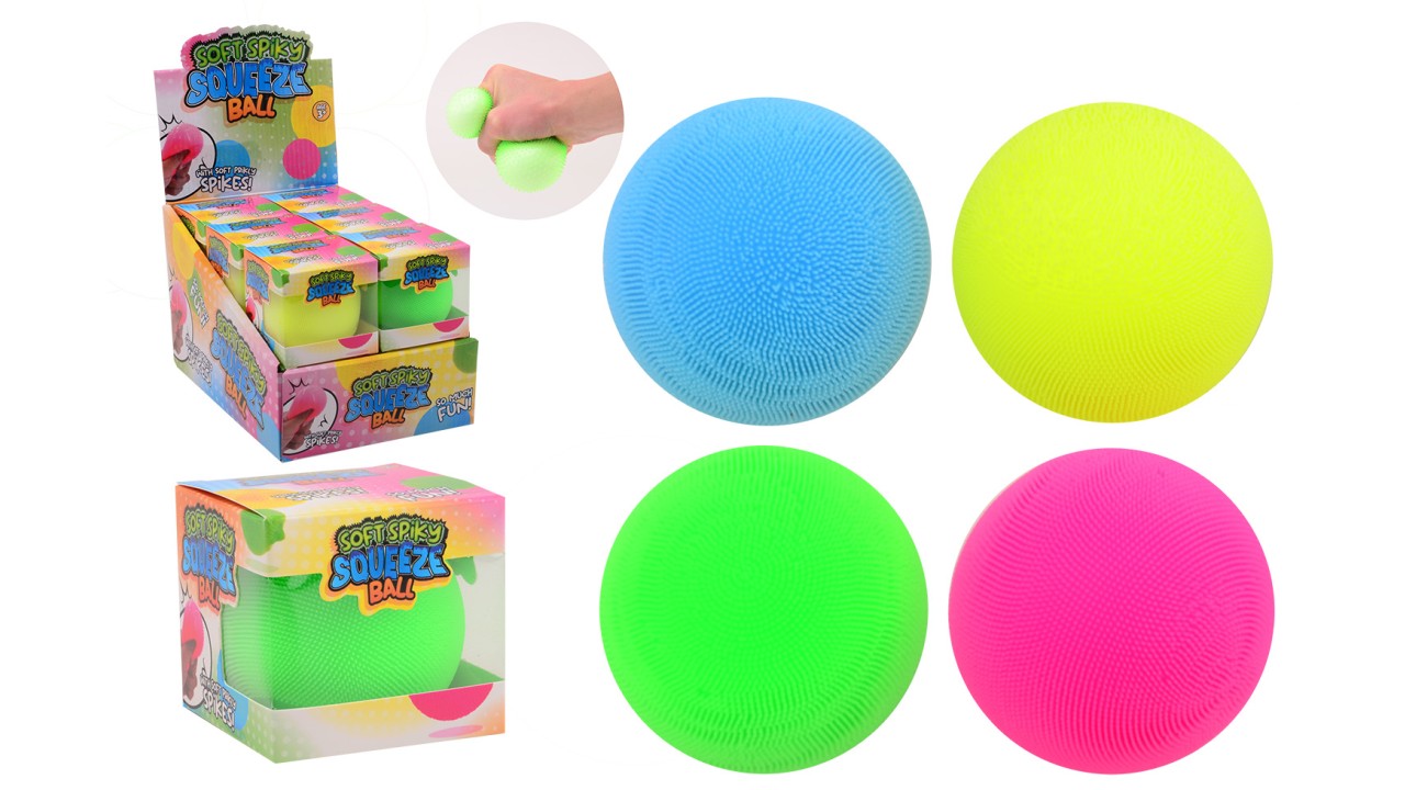 Soft Spikey Squeeze Bal in display